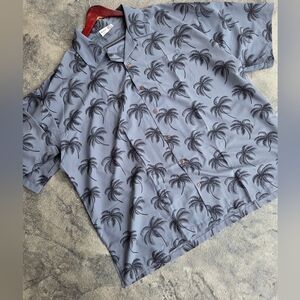 Makani Palm Tree Print Gray Men's Shirt Size 3XL
